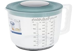 HIBUY Messbecher 2L mit Spritzschutz, bruchsicher, rutschfest, spülmaschinengeeignet, Trendfarbe: Macaron