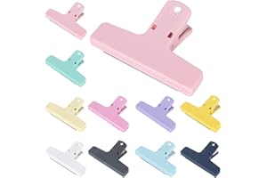 VALICAER 10 Pack Magnetic Clips Magnetic Bulldog Clips Large Bull Clips Thickened, 10.2cm Big Colorful Plastic Binder Paper Clip Fridge Magnet Clips for Food Bags Photos Art Crafts Home Office Supply