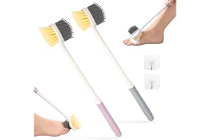 SHMSHNG 2 cepillos de baño, cepillo de limpieza para dedos de los pies, cepillo de pies para la ducha, cepillo de ducha con mango largo, cepillo de baño para personas mayores