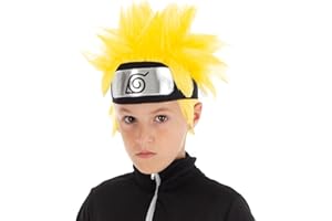 Chaks - Perruque Naruto Shippuden pour garçons, accessoire officiel du costume Naruto, cheveux jaunes, cosplay anime, carnaval et Comic Con