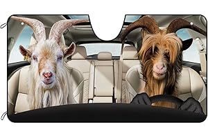 BAGEYOU Car Windshield Sunshade Goat Vehicle Front Windshield Sunshade UV Ray Reflector Sun Protector Sun Shade Visor, Keep Vehicle Cool, 55" x 30"