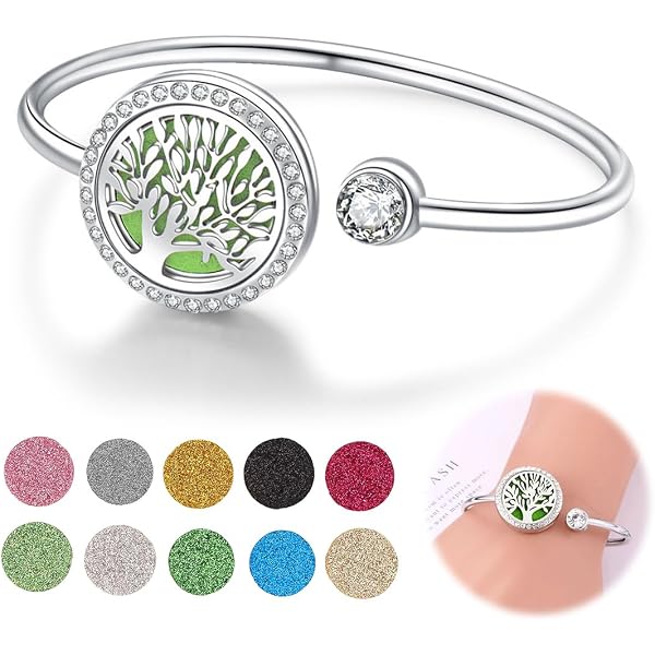 Cupimatch Bracciale Aromaterapia Donna In Pelle – Albero Della Vita Con Medaglione Magnetico In Acciaio Inox Per Oli Essenziali - 3