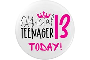 EMUWORKS Official Teenager Today Badge - Teenager Gifts, Perfect for 13th Birthday Decorations, Pink Happy Birthday Badge for Girls, Officially A Teenager Party Accessory, Big Birthday Badge
