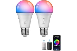 Wiby Lampadine LED Alexa Inteligente WiFi E27,Dimmerabile Lampadina Smart 10W,Funziona con l'app e Alexa, Lampadine RGBWW Dimmerabile Multicolore, 2700k-6500k,800LM,2 Pezzi
