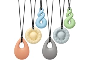 CLDY Kaukette für Kinder, 6er-Pack sensorische Kauketten, Autismus-Spielzeug für Jungen und Mädchen, Beißring aus Silikon BPA-frei, perfekt für Kinder mit ADHS, Beißende, Fingernägel Kauen