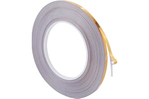 GORGECRAFT 50MX0.5cm Nastro Adesivo In Pellicola di Mylar In Poliestere Metallizzato Oro Stacca e Incolla Rifinitura Autoadesiva per Modanatura Da Parete con Finitura A Specchio per Dettagli Natalizi