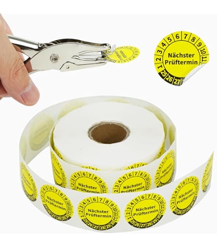 Set Di Targhe Di Prova DGUV V3 – Adesivi Autoadesivi Gialli 30x30 Mm, Anni 2025-2030, Impermeabili E Resistenti Ai Raggi UV