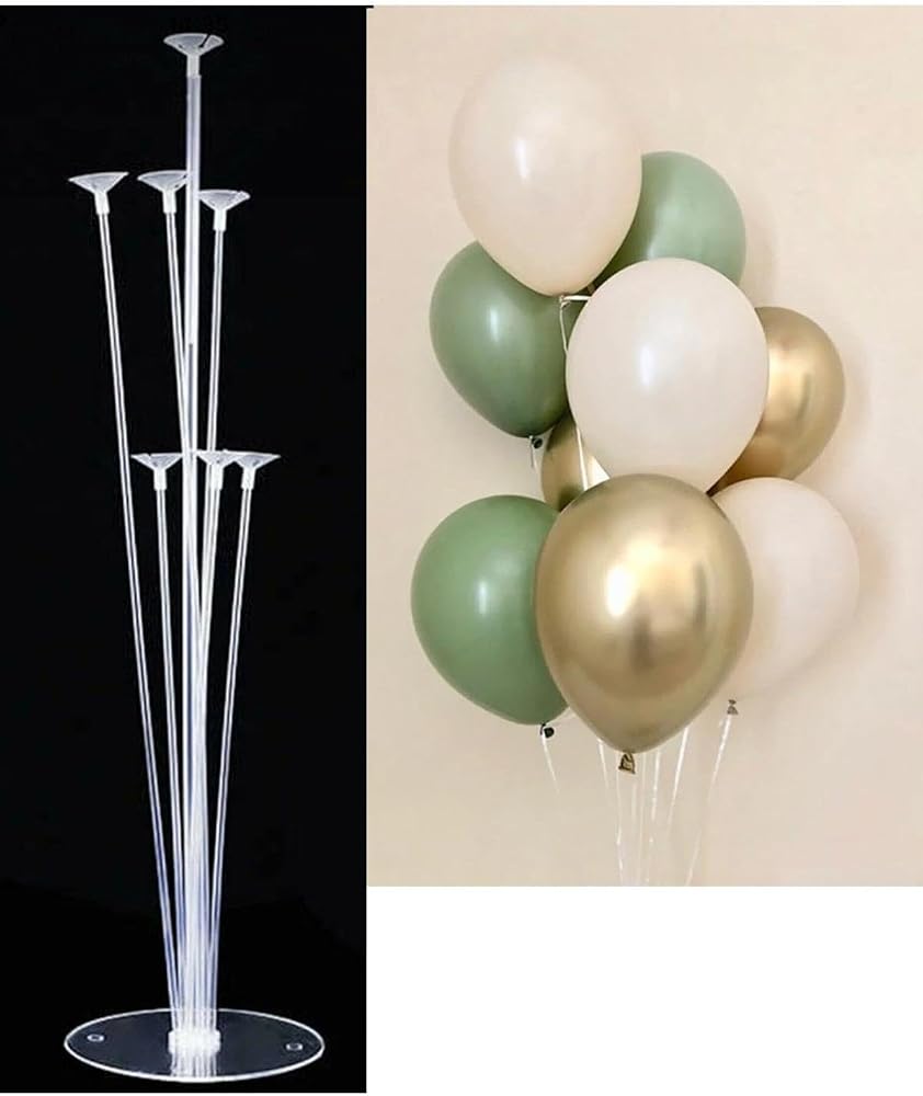 10 Adet 12 İnç Balon ve Balon Standı (Krom Gold Küf)