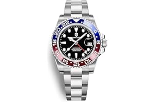 PAGRNE DESIGN Pagani Design GMT Montre Homme Automatique Mécanique Verre Saphir Synthétique Acier Inoxydable 100M Étanche Montre-Bracelet pour Homme 40MM