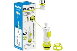 Mecanismo de descarga universal para inodoro Doble Pulsador con Cable Regulador |Sistema de Doble Descarga 3L/6L ahorro de agua y silencioso | 5 años de garantia | FLUTEC, FLUVIA