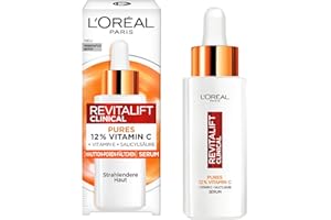 ‎L'OREAL PARIS L'Oréal Paris Pures 12% Vitamin C Serum für Frauen: verbessertes Hautbild mit 12% Pure Vitamin C + Vitamin E + Salicylsäure, Revitalift Clinical, 1x 30ml