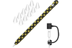 NIUTRENDZ Funda Apple Pencil 1ª Generación Silicona Protector Case Accessories con Adaptador de Cable Tether (Girasol + Negro)