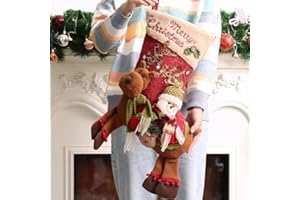 POPUPWAVE Weihnachtsstrumpf 24cm * 58cm（9in * 22in）, Große Weihnachtsstrümpfe für die Baumdekoration, Nikolausstiefel zum Befüllen und Aufhängen für Kinder