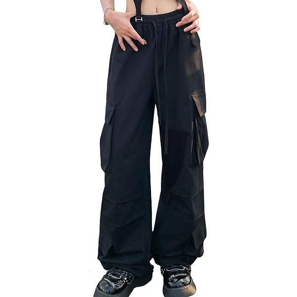 Pantaloni Cargo Donna Vita Alta - Con Catena, Streetwear Y2K, Tascati - Foto 10