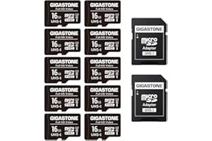 GIGASTONE 16GB Tarjeta de Memoria Micro SD, Paquete de 10, Video Full HD, Cámara de Vigilancia y Seguridad, Cámara de Acción, Drone, 85 MB/s Micro SDHC UHS-I U1 C10 Clase 10