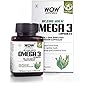 WOW Life Science Algae-Rich Omega 3 Capsules - EPA + DHA Enriched Vegan Capsules - 60 Vegetarian Capsules