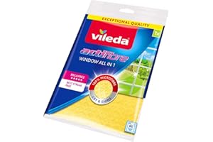 Vileda Actifibre Vetri e Finestre 36x32cm 1pz Panno, Fibre, Giallo, 0,7x18,5x25 cm