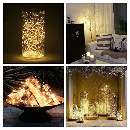 Salcar LED Lichterkette 10 Meter/33Ft 100 Dioden Innen Außen Micro Kupfer Draht für Weihnachten Deko Party Festen, wasserdicht, USB-Anschluss (Warmweiß) - 2