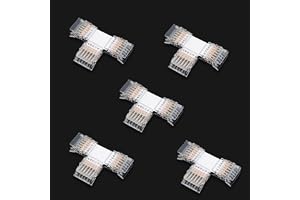 Amefil 6 Pin T Type Connector 12mm for SMD 5050 LED Strip 5 x Solderless Connectors for RGBWC/CCT 12-24V LED Strip