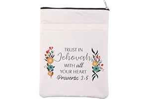 BAUNA JW Pioneer Buchhülle Jehova Zeugen Buchhülle Pionier Tag Geschenk Pionier Schule Geschenk Vertrauen in Jehova with All Your Heart Sprichwörter 3:5 Reißverschlusstasche (3:5 BM)