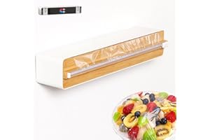 Quasziwa Derouleur Film Alimentaire Magnétique - Distributeur Papier Aluminium et Film avec Lames Tranchantes - Cutter Pour Tiroirs de Cuisine, Distributeur Film Alimentaire Mural avec Film 50m, Blanc