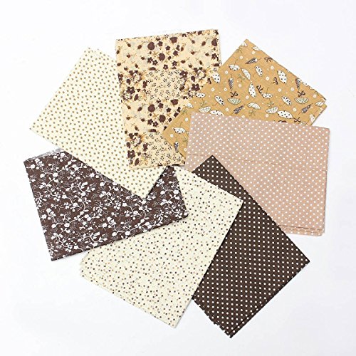 KING DO WAY 7X Baumwolltuch Stoffpakete Patchwork Stoffe duenn Baumwolle Stoffreste Paket Reste Braun 50x50cm - 2