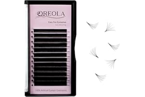 Oreola Self Fanning Lashes, 0.07C Curl 9-16mm Easy Fan Lashes para tecnología de volumen 2D 3D 5D 6D 10D Volume Lashes, Matte Black 3D Lashes para extensiones de pestañas DIY en casa