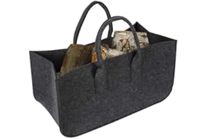 ESOES Brennholz Tasche Träger Wiederverwendbare Filz Aufbewahrungstasche Faltbare wasserdichte Einkaufstasche mit Griff Einkaufstüte für Kamine Holzöfen Protokolle Camping Strände (Groß)