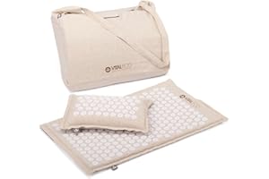 ‎BODHI Bodhi VITAL ECO Akupressurmatte & Kissen Set | Fakirmatte & Akupressurkissen aus Naturmaterial & Bio-Halbleinen | Relaxmatte inkl. Tasche | Massagematte gegen Rücken- und Nackenschmerzen