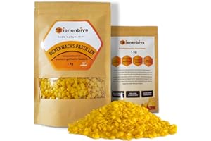 ‎BIENENBIYA Bienenbiya® 100% Reine Bienenwachs Pastillen (1000g) ohne Zusatzstoffe, natürliches Beeswax für Salben,Kosmetika,Seifen,Kerzenherstellung und Leder-/Holzpflege