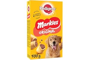 PEDIGREE MARKIES Biscuits pour Chien - Lot de 12 Boîtes de 500g - Délicieuses Friandises Fourrées - Récompense Idéale pour Eduquer ou Faire Plaisir à son Chien
