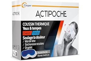 Cooper ACTIPOCHE - Coussin thermique - Thermothérapie - Mal de tête, sécheresse oculaire - Masque Yeux et tempes - Gel - 1 unité