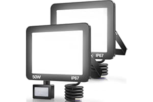 TASINUO Projecteur LED Exterieur Detecteur de Mouvement 50W 2 Piezas, Spot LED Extérieur Detecteur de Mouvement 5000LM 7000K, IP67 Etanche Eclairage Exterieur avec Detecteur pour Jardin Patio Garage