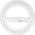 360 Full Circle Protractor, 15cm Plastic Math Measuring Tools Round Protractors Ruler Full