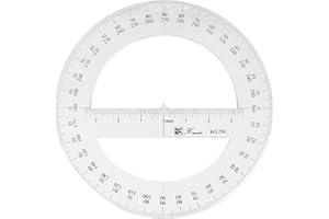 TOOLOFLIFE 360 Full Circle Protractor, 25cm Plastic Math Measuring Tools Round Protractors Ruler Full Midround Angle Protractor