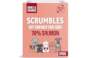 Scrumbles Natural Wet Dog Food, Grain Free Recipe with 70% Salmon and Slippery Elm, 7x 395g,package may vary