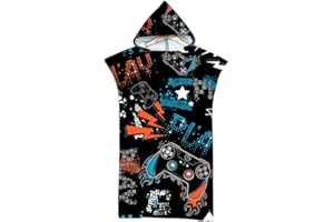 Meiju-shop Peignoir Capuchon Poncho Surf, Mateju Microfibre 3D Impression Sports Bain Robes Nager Serviettes de Plage de pour Unisexe Adulte Enfant