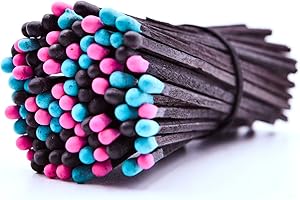 REHGLÜCK Schwarzwald Environ 100 allumettes noires de 10 cm de long, convient également comme recharge pour nos bouteilles décoratives élégantes (couleur des têtes d'allumette : mixte)