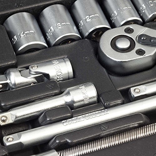Steckschlüsselsatz 46tlg | WIESEMANN 80089 | Chrom-Vanadium Stahl | Steckschlüssel-einsätze | 1/4″| Knarre | Adapter | PH PZ | im Werkzeugkoffer - 3