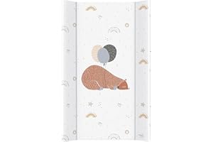 Ceba Baby Fasciatoio da Tavolo rigido 70x50 cm 80x50 cm 2 Cunei Fasciatoio da Lettino Lavabile Fasciatoio da Culla per Bambine e Bambini - grande orso 80x50