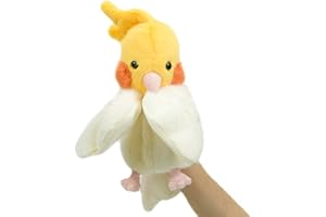 RLOMUTE Parrot Hand Puppet Plush Cockatiel Cute Cuddly Animal Toy for Role Play Storytelling for Children Boys and Girls Parent-Child Interaction Games Yellow