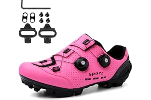 NGARY Zapatilla de Ciclismo MTB Mujer, Zapatos Bicicleta Montaña Compatibles con SPD Pedales de 2 Tornillos con Calas Zapatos De Senderismo para Mujer Exterior