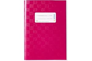 ‎HERMA HERMA 7432 Heftumschlag A5 Bast Pink, Hefthülle mit Beschriftungsetikett & Baststruktur aus strapazierfähiger & abwischbarer Polypropylen-Folie, Heftschoner für Schulhefte, farbig