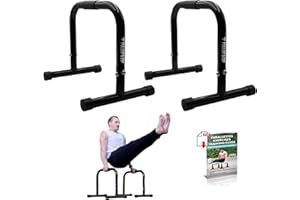 PULLUP & DIP Barras Paralelas, Fitness Parallettes De Acero Medianas Con Mango Extra Ancho para Calistenia, Gimnasia, Interiores y Exteriores