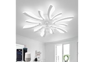 ‎YUNLONG YUNLONG Smart Deckenventilator mit Beleuchtung, WiFi Lampe mit Ventilator Leise Kompatibel mit Alexa Google Home, Sprach/Fernbedienung/App Steuerung, für Schlafzimmer, Küche, Weiß