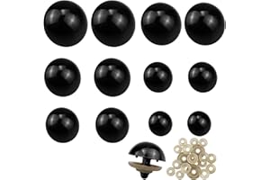 ZoZoMaiy 60pcs 16-30mm Black Safety Large Eyes Plastic Safety Eyes with Washers Black Teddy Bear Toy Eyes with Washers Multiple Sizes for Making DIY Crafts Plush Animal and Amigurumi,Craft Doll