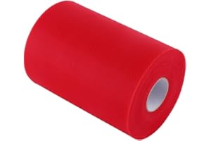 ZHUOLONG 100 metri 15cm fai da te decorazione di nozze Tulle rotolo bobina vestiti maglia tessuto per cucire (C17 rosso brillante)