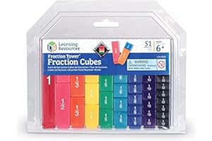 Learning Resources Cubes Fraction Tower – Kit 51 Pièces – Jeu Mathématiques Montessori – Cadeau Éducatif Noël – Dès 6 Ans