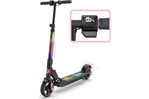 EVERCROSS EV06C Trottinette électrique, 6,5'' Trottinette électrique Pliable pour Enfants 6-12 Ans, Vitesse maximale 15 KM/H et 8 KM, Affichage LED, Lumières LED colorées, Trottinette légère pour Enfants