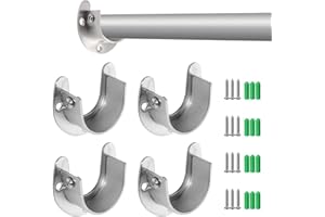 JEYORZY Support Tringle Penderie en Forme de U, 4 pièces Supports de Tige à Bride en Alliage de Zinc avec vis, Support tube rond pour tringle de placard, Support de Rail de Garde-Robe Qui Sert